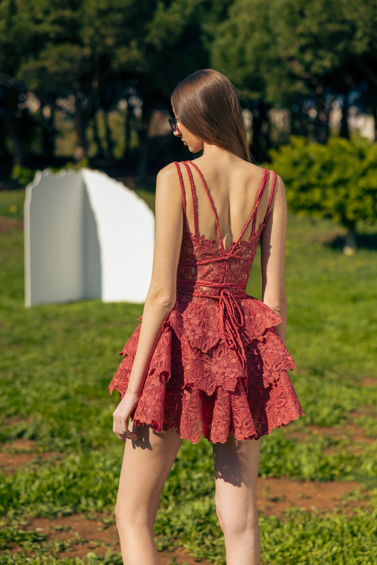 MINI RAPTURE ROSE GUIPURE DRESS