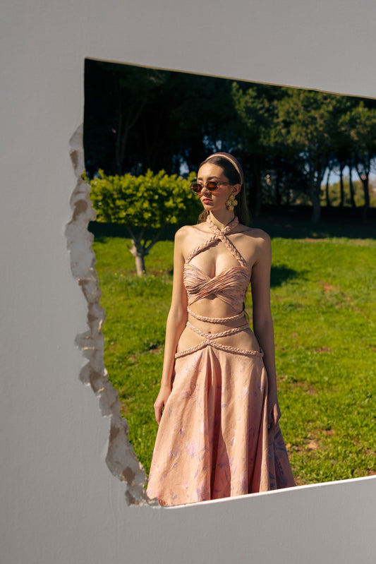 BRAIDED PEACH-DUST SKIRT