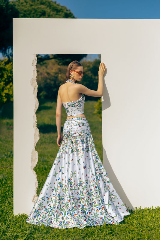 LAYERS OF GRACE PRINTED WHITE SKIRT