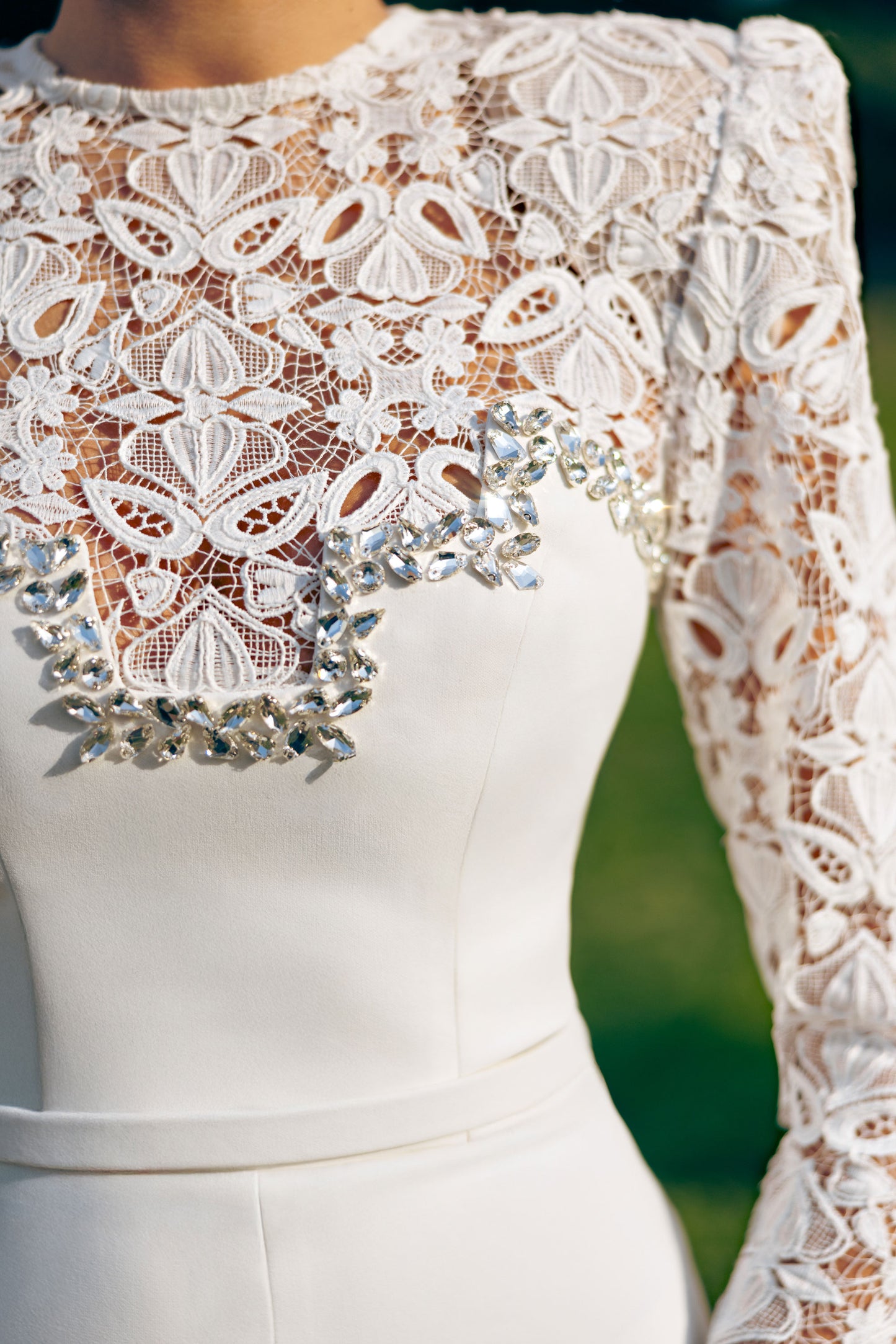FULL WHITE CRYSTAL JUMPSUIT