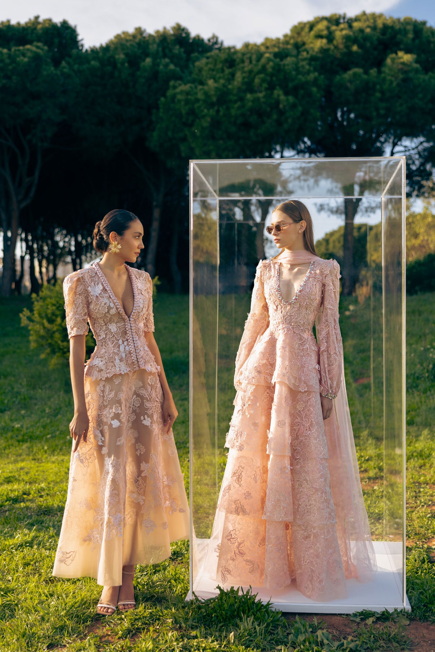 GUIPURE PEACH-DUST DRESS